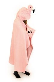 COZY NOXXIEZ - BL816 Plameniak - hrejivá deka s kapucňou so zvieratkom a labkovými vreckami
