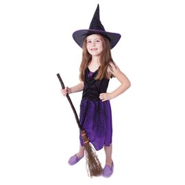 RAPPA - Detský kostým čarodejnice fialová s klobúkom (S) e-obal