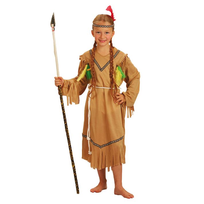 RAPPA - Detský kostým indiánka s čelenkou a perím (S)