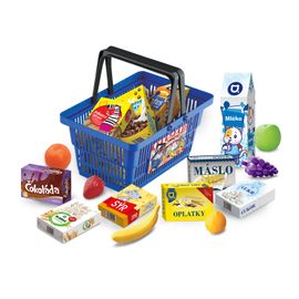 RAPPA - MINI OBCHOD - nákupný košík s doplnkami a učením ako nakupovať - modrý
