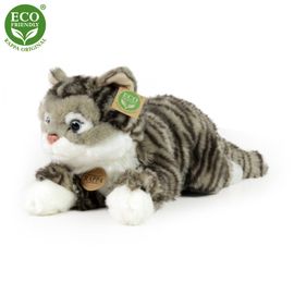 RAPPA - Plyšová mourovatá mačka šedá 40 cm ECO-FRIENDLY
