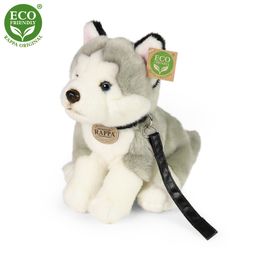 RAPPA - Plyšový pes husky sediaci s vodítkom 28 cm ECO-FRIENDLY