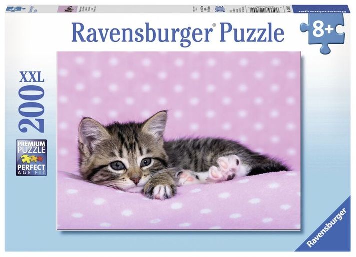 RAVENSBURGER - Roztomilé mačiatko na ružovej deke 200 dielikov