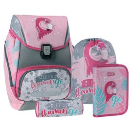 SPIRIT - Školská taška - 4-dielny set Play logic Flamingo