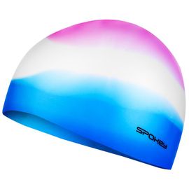 SPOKEY - ABSTRACT-Plavecká čiapka silikónová ružovo-bielo-modrá