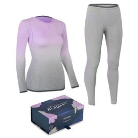 SPOKEY - FLORA Set dámskej termobielizne - tričko a spodky, fialovo-šedá, veľ. S/M