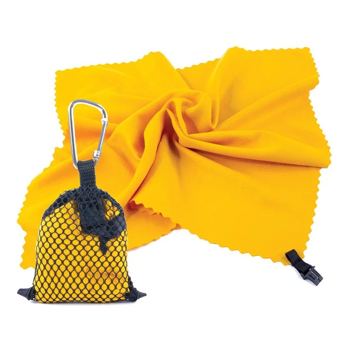 SPOKEY - NEMO rýchloschnúci uterák 40 x 40 cm, žltý s karabinou