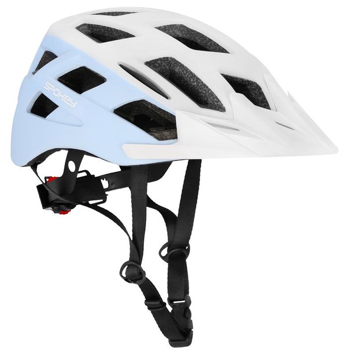 SPOKEY - POINTER Cyklistická prilba s LED blikačkou, 58-61 cm, bielo-modrá