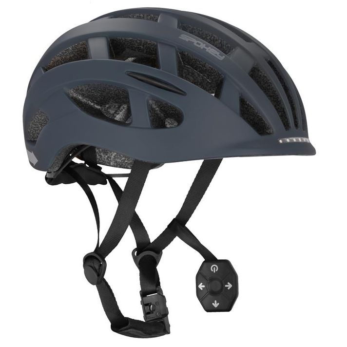 SPOKEY - POINTER PRO Cyklistická prilba pre dospelých s LED blikačkou a blink, 58-61 cm, čierna