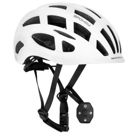 SPOKEY - POINTER PRO Cyklistická prilba pre dospelých s LED blikačkou a blink, 55-58 cm, biela
