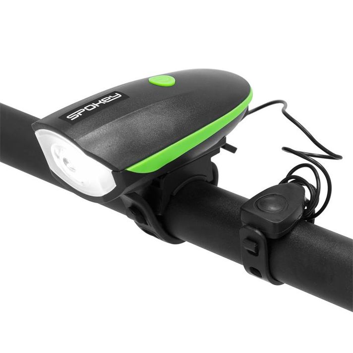 SPOKEY - RAINI Dobíjacie LED svetlo na bicykel s klaksónom