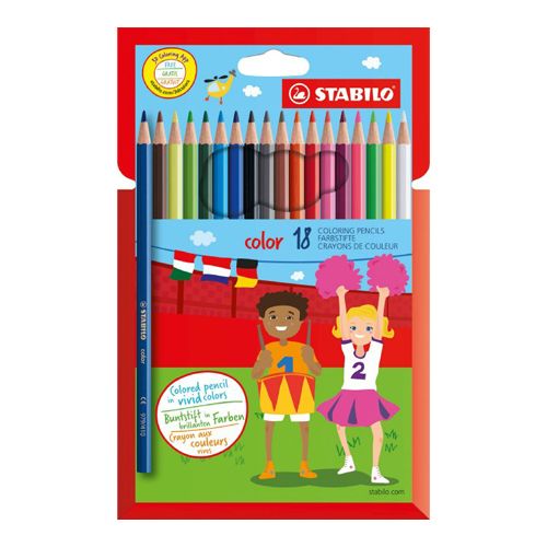 STABILO - Farebné ceruzky, šesť-hranné, STABILO, 18 rôznych farieb