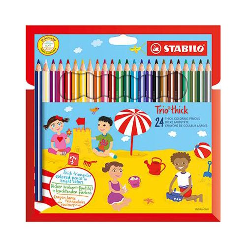 STABILO - Farebné ceruzky, trojuholníkové, hrubé,  Trio, 24 rôznych farieb