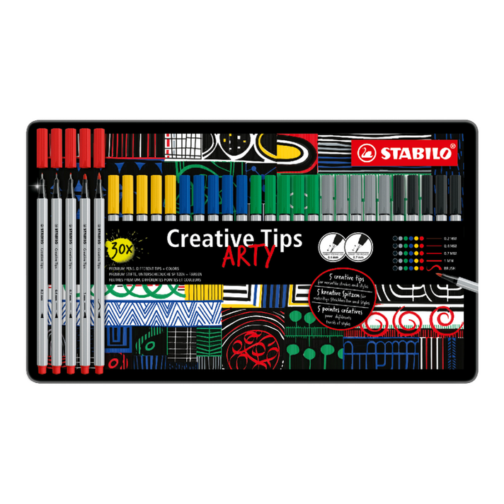 STABILO - Kreatívny set Creative Tips CLASSIC (6 rôznych farieb) 30 ks sada v plechu