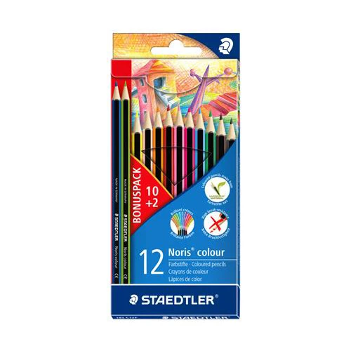 STAEDTLER - Farebné ceruzky, šesťhranné, STAEDTLER "Noris Colour", 10+2 rôznych farieb