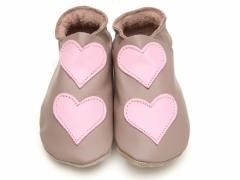 STARCHILD - Kožené topánočky - Lovehearts Taupe/Baby Pink - veľkosť XL (18 - 24 mesiacov)