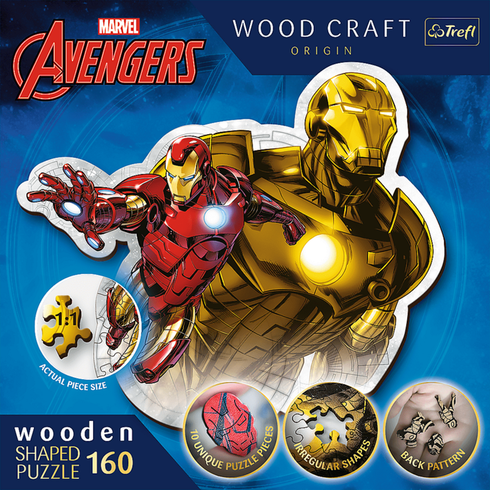 TREFL - Drevené puzzle 160 dielikov - Statočný Iron Man / Disney Marvel Heroes