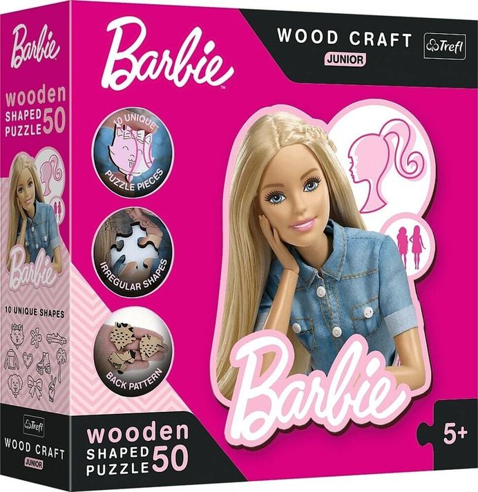 TREFL -  Drevené puzzle Junior 50 dielikov - Krásna Barbie