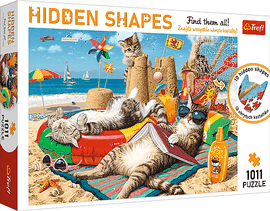 TREFL - Puzzle 1000 Hidden Shapes - Mačky na pláži