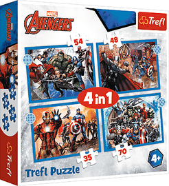 TREFL - Puzzle 4v1 - Odvážni Avengeri / Disney Marvel The Avengers
