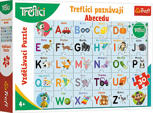 TREFL - Vzdelávacie puzzle 30 dielikov - Treflíci spoznávajú abecedu CZ / Trefl