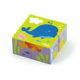 VIGA - Drevené puzzle kocky pre najmenších Viga Veľryba