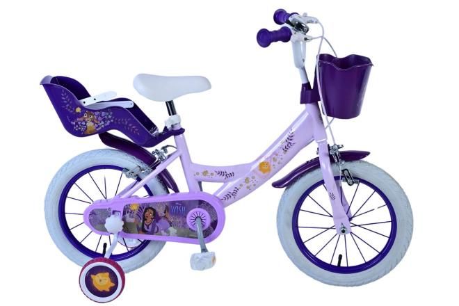 VOLARE - Detský bicykel Disney Wish - Dievčenský - 14 palcový - Fialový - Dve ručné brzdy