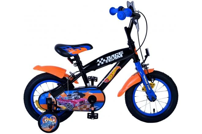 VOLARE - Detský bicykel Hot Wheels - chlapčenský - 12 palcový - Čierna Oranžová Modrá - Dve ručné brzdy