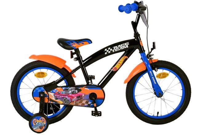 VOLARE - Detský bicykel Hot Wheels – chlapčenský – 16 palcový – čierna oranžová modrá