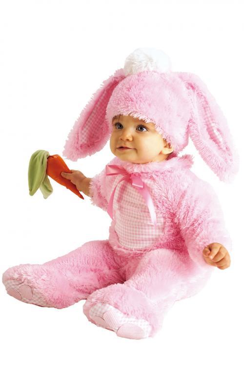 RUBIES - Baby kostým - rúžový zajačik (12-18m)
