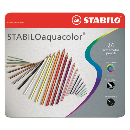 STABILO - Pastelky aquacolor, metal box 24 ks