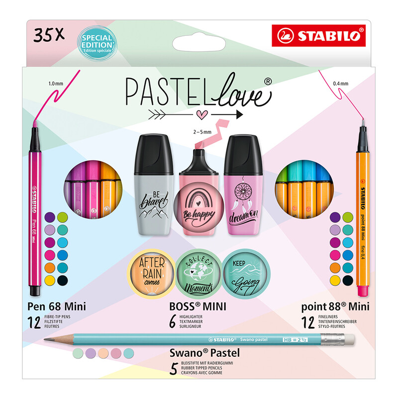 STABILO - Sada STABILO - pastelky, linery, fixy, zvýrazňovače, grafitové ceruzky, 35 ks
