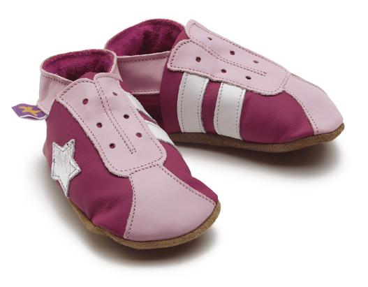 STARCHILD - Kožené topánočky - Retro Trainers In Fuchsia Pink - veľkosť XL (18-24 mesiacov)