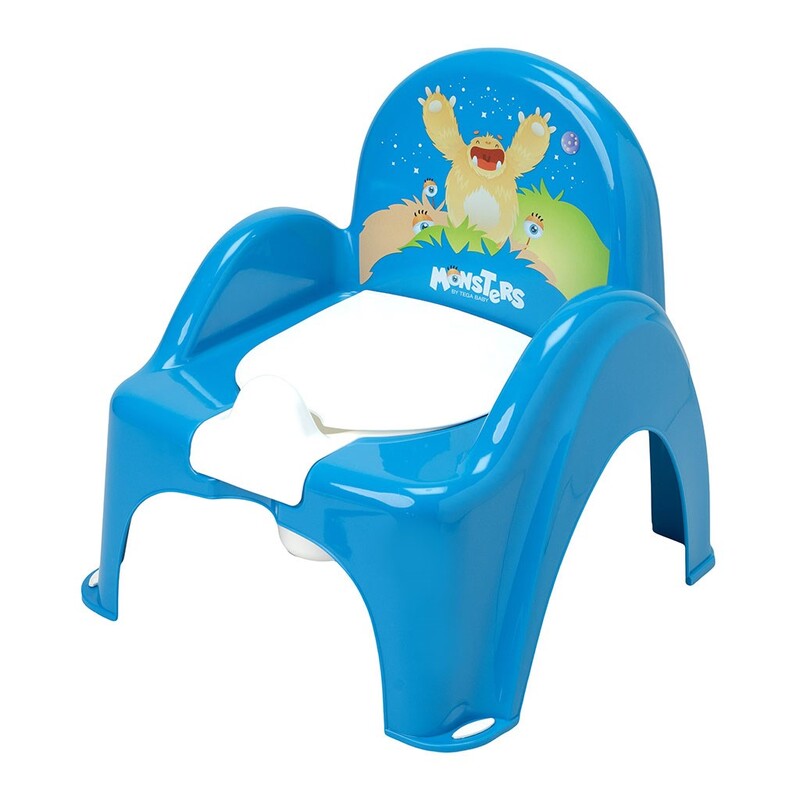 TEGA - Hrajúci detský nočník s poklopom MONSTERS modrý