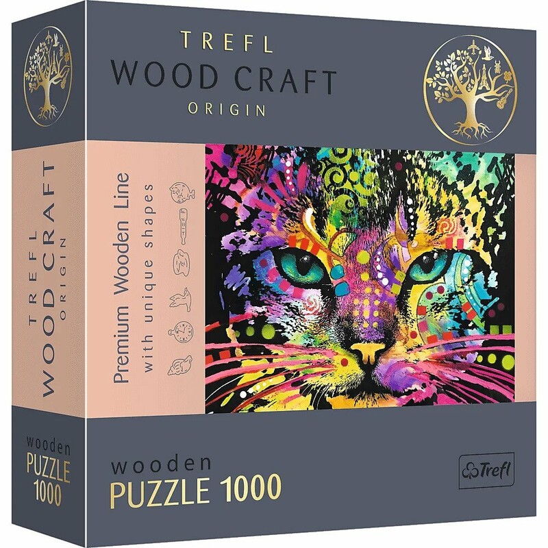 TREFL - Drevené puzzle 1000 - Farebná mačka