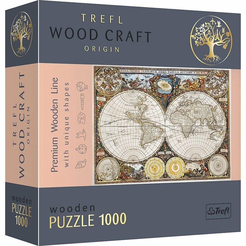 TREFL - Drevené puzzle 1000 - Mapa starovekého sveta