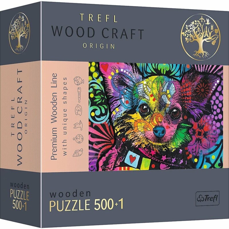 TREFL - Drevené puzzle 501 - Farebné šteniatko