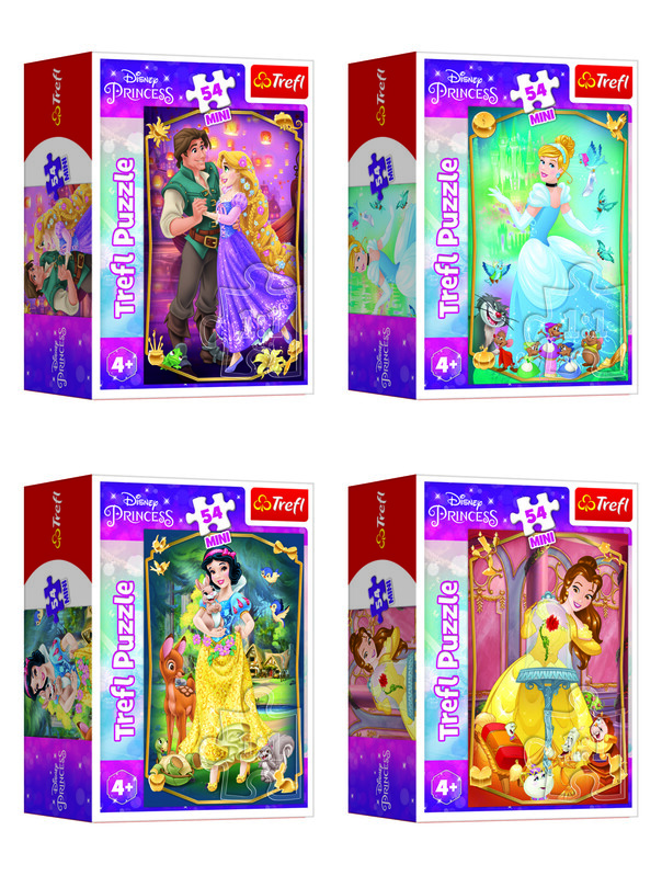 TREFL -  Mini puzzle 54 dielikov Krásne princezné/Disney Princess 4 druhy