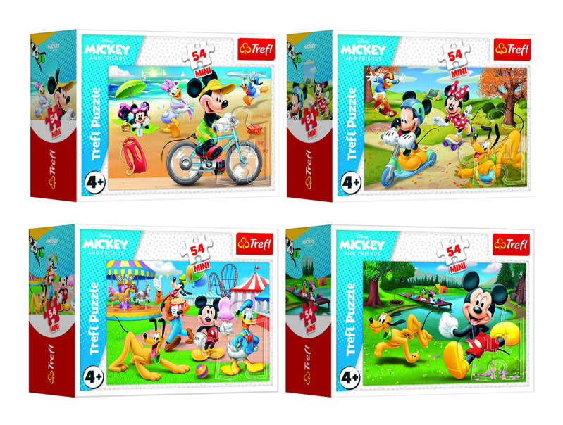 TREFL -  Mini puzzle 54 dielikov Mickey Mouse Disney/ Deň s priateľmi 4 druhy