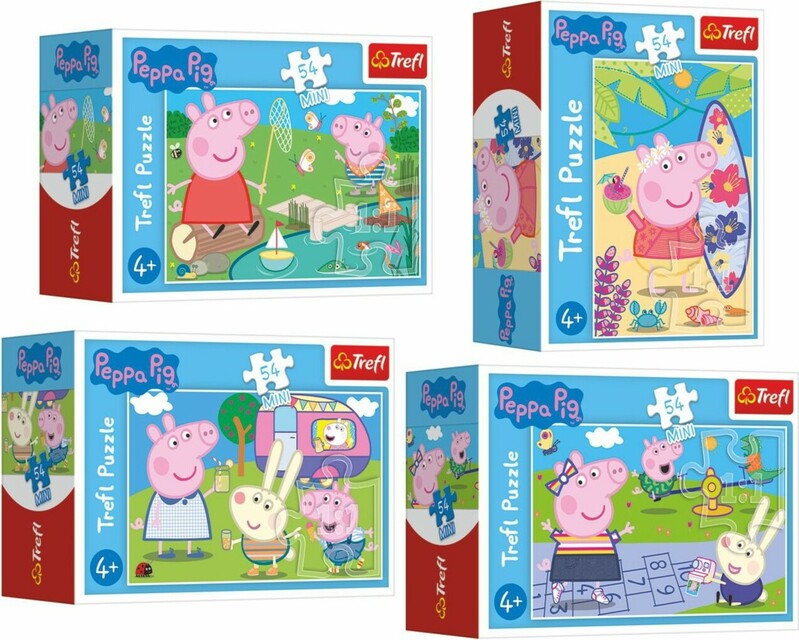 TREFL - Mini puzzle 54 dielikov Šťastný deň Prasiatka Peppy/Peppa Pig, 4 druhy