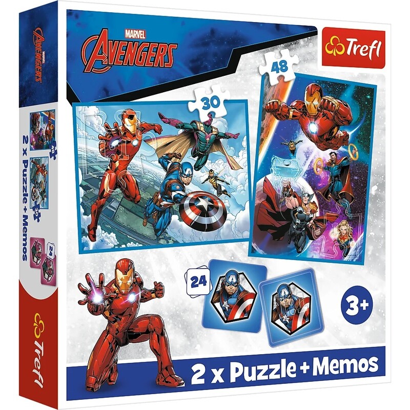 TREFL - Puzzle 2v1 + pexeso - Hrdinovia v akcii / Disney Marvel The Avengers