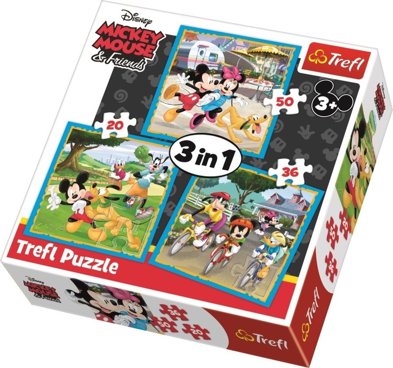 TREFL - Puzzle 3v1 Mickey Mouse s priateľmi Disney Standard Characters