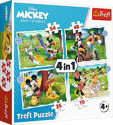 TREFL - Puzzle 4v1 - Mickeyho pekný deň / Disney Standard Characters