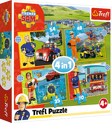 TREFL - Puzzle 4v1 - Odvážny Požiarnik Sam / Prism A&D Fireman Sam