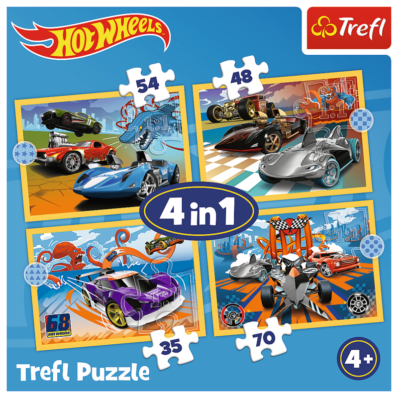 TREFL - Puzzle 4v1 - Vozidlá Hot Wheels / Hot Wheels