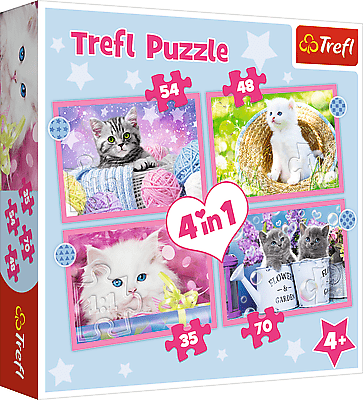 TREFL - Puzzle 4v1 - Zábavné mačky