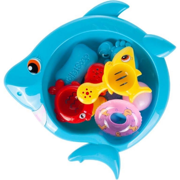 TULIMI - Hračky do vody s miskou Žralok - modrá