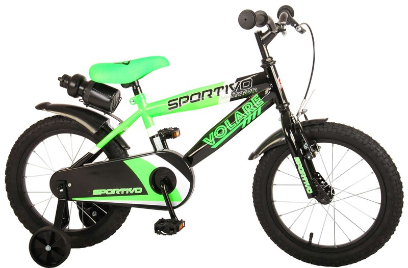 VOLARE - Detský bicykel pre chlapcov Sportivo Neon Green Black 16"- zložený na 95 %