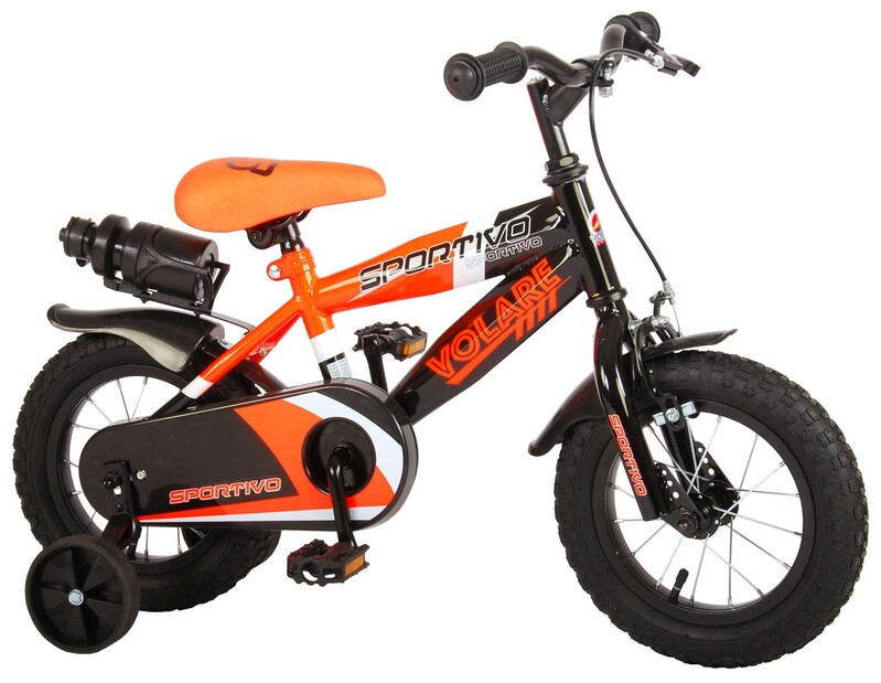 VOLARE - Detský bicykel pre chlapcov Sportivo Neon Orange Black 12"- zložený na 95 %