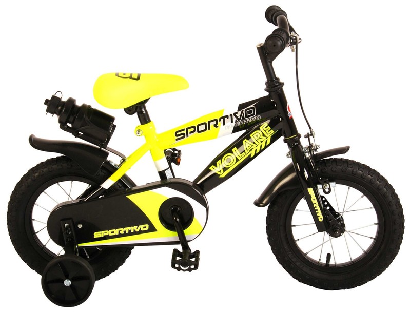 VOLARE - Detský bicykel pre chlapcov Sportivo Neon Yellow Black 12"- zložený na 95 %